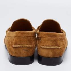 Burberry Brown Suede Solway Chain Detail Slip On Loafers Size 42