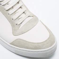 Pre Owned Burberry White/Beige Leather and Canvas Reeth Low Top Sneakers Size 41