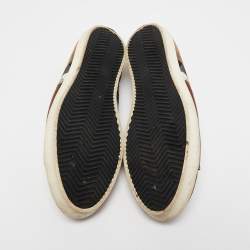 مملوكة مسبقًا Burberry Brown/Tricolor Leather and Nova Check Canvas Low Top Sneakers Size 42