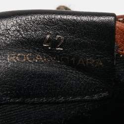 مملوكة مسبقًا Burberry Brown/Tricolor Leather and Nova Check Canvas Low Top Sneakers Size 42