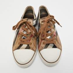 مملوكة مسبقًا Burberry Multicolor Check Canvas And Rubber Cap Toe Sneakers Size 44