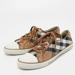 مملوكة مسبقًا Burberry Multicolor Check Canvas And Rubber Cap Toe Sneakers Size 44