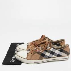 مملوكة مسبقًا Burberry Multicolor Check Canvas And Rubber Cap Toe Sneakers Size 44