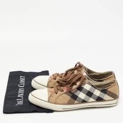 Burberry Beige Novacheck Canvas and Leather Sneakers Size 44