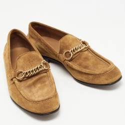 Burberry Brown Suede Solway Chain Detail Slip On Loafers Size 43