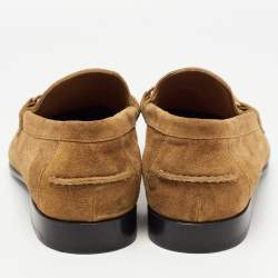Burberry Brown Suede Solway Chain Detail Slip On Loafers Size 43