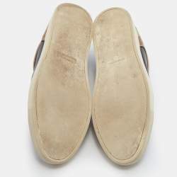 مملوكة مسبقًا Burberry Black Leather, Suede and Nova Check Canvas Low Top Sneakers Size 44