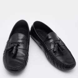 Pre Owned حذاء لوفرز بربري كينغتاون درايفر جلد أسود مقاس 43