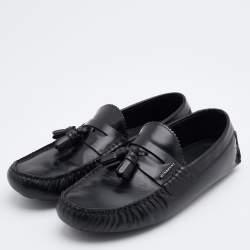 Pre Owned حذاء لوفرز بربري كينغتاون درايفر جلد أسود مقاس 43