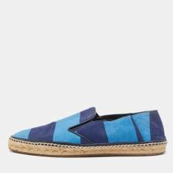 Burberry Blue Canvas Slip On Espadrille Flats Size 42.5