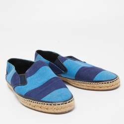 Burberry Blue Canvas Slip On Espadrille Flats Size 42.5