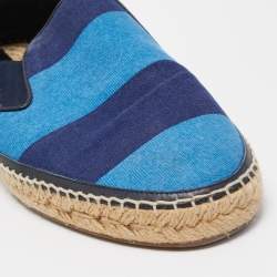 Burberry Blue Canvas Slip On Espadrille Flats Size 42.5