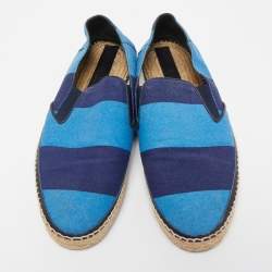 Burberry Blue Canvas Slip On Espadrille Flats Size 42.5