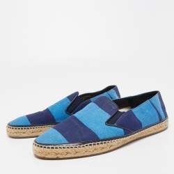 Burberry Blue Canvas Slip On Espadrille Flats Size 42.5