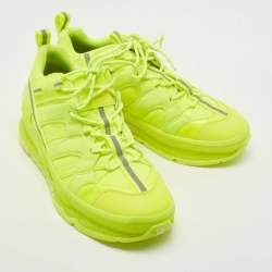Pre Owned Burberry Neon Yellow Leather and Fabric Union Low Top Sneakers Size 40