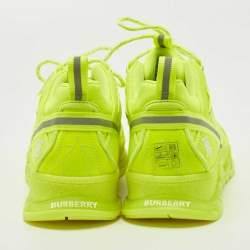 Pre Owned Burberry Neon Yellow Leather and Fabric Union Low Top Sneakers Size 40