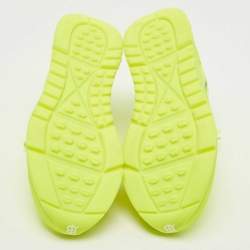 Pre Owned Burberry Neon Yellow Leather and Fabric Union Low Top Sneakers Size 40