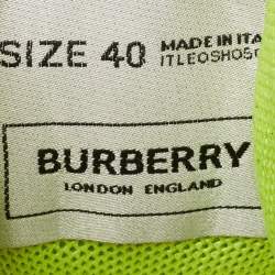 Pre Owned Burberry Neon Yellow Leather and Fabric Union Low Top Sneakers Size 40