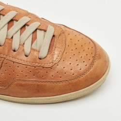 Pre Owned Burberry Tan/Beige Leather And Canvas High Top Sneakers Size 45