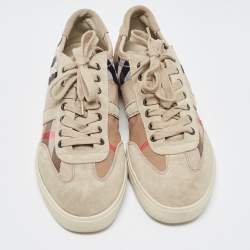 Pre Owned Burberry Grey  Suede and Novacheck Canvas Low Top Sneakers Size 43