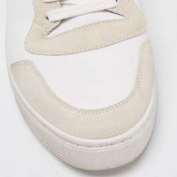 Burberry White/Beige Leather and Canvas Reeth Low Top Sneakers Size 42