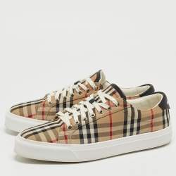 Burberry Beige Check Canvas Low Top Sneakers Size 43