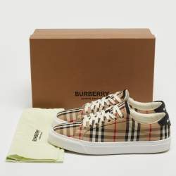 Burberry Beige Check Canvas Low Top Sneakers Size 43