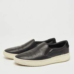 Burberry Black Leather Slip On Sneakers Size 43