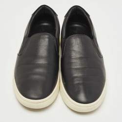 Burberry Black Leather Slip On Sneakers Size 43