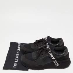 Burberry Black Mesh and Leather Logo Detail Low Top Sneakers Size 43