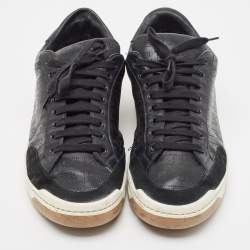 مملوكة مسبقًا Burberry Black Perforated Check Leather Westford Low Top Sneakers Size 44.5