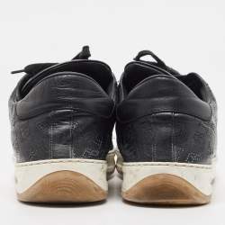 مملوكة مسبقًا Burberry Black Perforated Check Leather Westford Low Top Sneakers Size 44.5