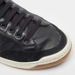 مملوكة مسبقًا Burberry Black Perforated Check Leather Westford Low Top Sneakers Size 44.5