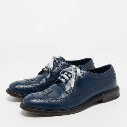 Burberry Blue Brogue Leather Alexton Lace Up Oxford Size 42.5