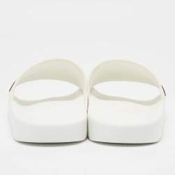 Burberry White Rubber Kingdom Motif Pool Slides Size 38