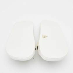 Burberry White Rubber Kingdom Motif Pool Slides Size 38