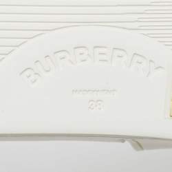 Burberry White Rubber Kingdom Motif Pool Slides Size 38