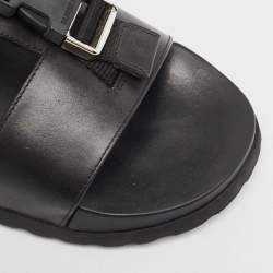 Burberry Black Leather Abonw Flat Slides Size 43