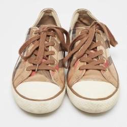 Burberry Brown Check Canvas And Rubber Cap Toe Sneakers Size 42