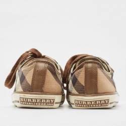 Burberry Brown Check Canvas And Rubber Cap Toe Sneakers Size 42