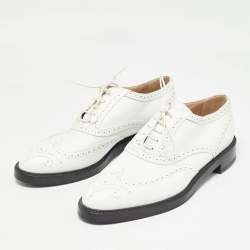 Burberry White Brogue Leather Gennie Lace Up Oxfords Size 40