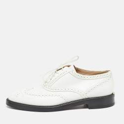 Burberry White Brogue Leather Gennie Lace Up Oxfords Size 40