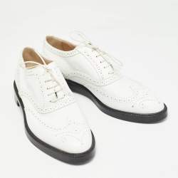 Burberry White Brogue Leather Gennie Lace Up Oxfords Size 40