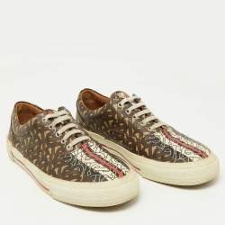 Burberry Multicolor Brown TB Monogram Coated Canvas Sneakers Size 42
