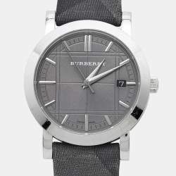 Burberry Grey Stainless Steel Canvas The City BU1758 Men's Wristwatch 38 mm