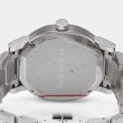 Pre Owned Burberry Black Dial Stainless Steel The City BU9901 Men's Wristwatch 42 mm 