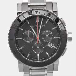 Pre Owned Burberry The City BU9380 Black Dial Ceramic Stainless Steel Men's Wristwatch 43 mm