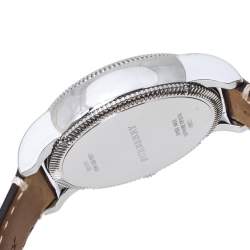 Pre Owned Burberry Silver White Stainless Steel Leather BU7817 Men's Wristwatch 42 mm