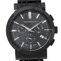 Pre Owned Burberry Black PVD coated Stainless Steel Heritage BU1373 Men's Wristwatch 40 mm