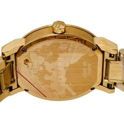 Pre Owned ساعة يد رجالية بربري "ذا سيتي بي يو9033" ستانلس ستيل ذهبي اللون شامبانيا 38 مم